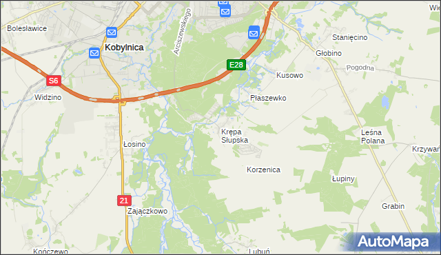 mapa Krępa Słupska, Krępa Słupska na mapie Targeo