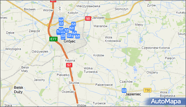 mapa Krobów, Krobów na mapie Targeo