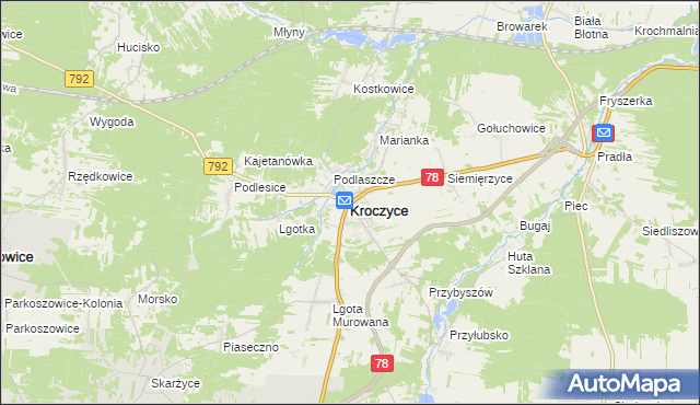 mapa Kroczyce, Kroczyce na mapie Targeo