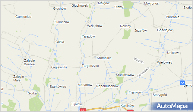 mapa Kromolice gmina Pogorzela, Kromolice gmina Pogorzela na mapie Targeo