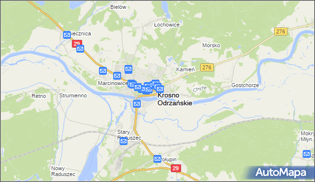 mapa Krosno Odrzańskie, Krosno Odrzańskie na mapie Targeo