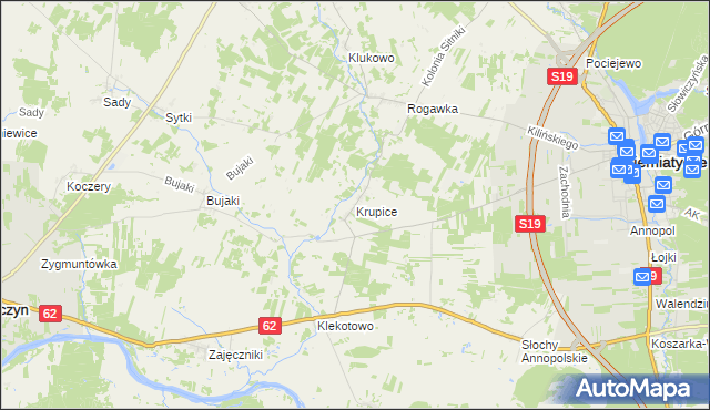 mapa Krupice gmina Siemiatycze, Krupice gmina Siemiatycze na mapie Targeo