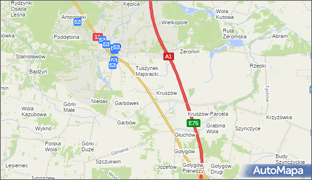 mapa Kruszów, Kruszów na mapie Targeo