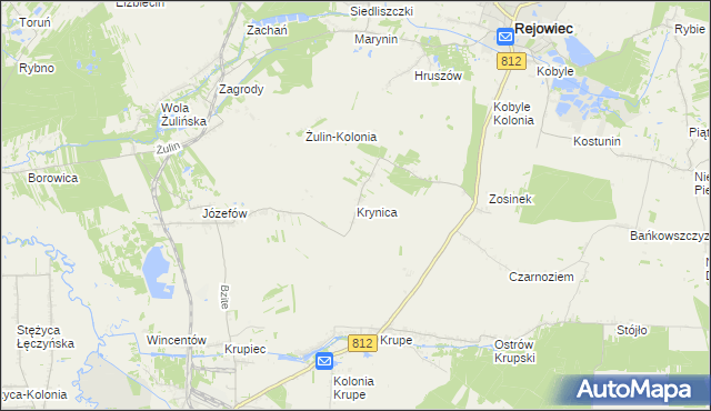 mapa Krynica gmina Krasnystaw, Krynica gmina Krasnystaw na mapie Targeo