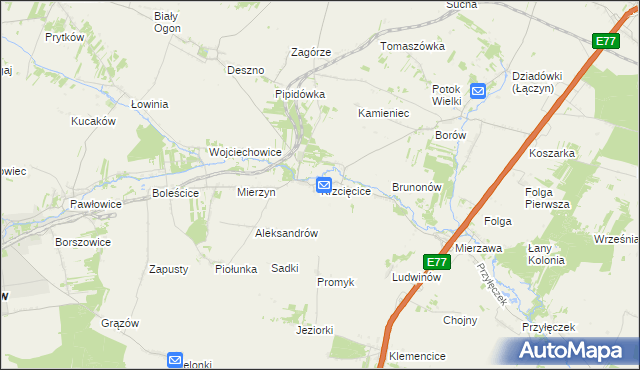 mapa Krzcięcice, Krzcięcice na mapie Targeo