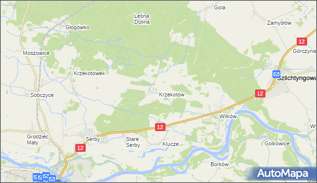 mapa Krzekotów, Krzekotów na mapie Targeo