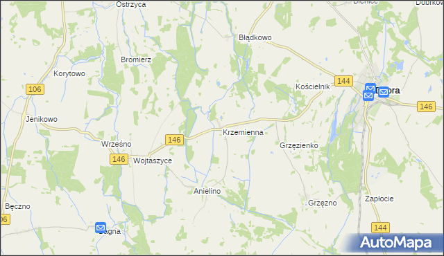 mapa Krzemienna gmina Dobra, Krzemienna gmina Dobra na mapie Targeo