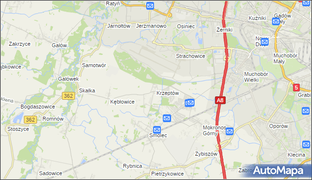 mapa Krzeptów, Krzeptów na mapie Targeo