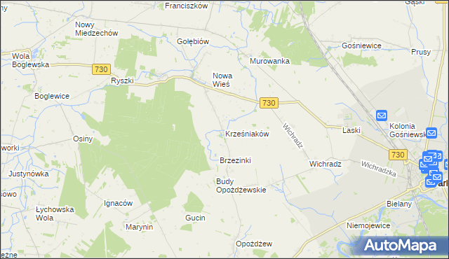 mapa Krześniaków, Krześniaków na mapie Targeo