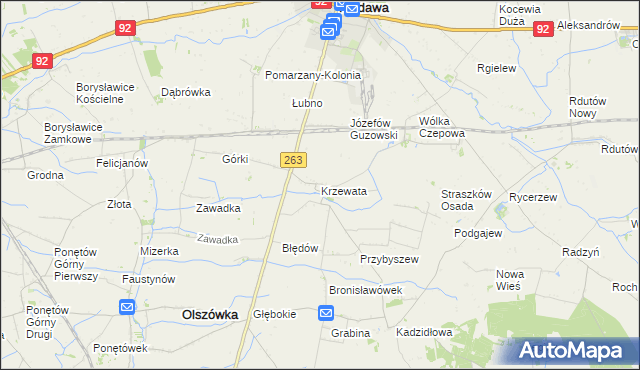 mapa Krzewata, Krzewata na mapie Targeo