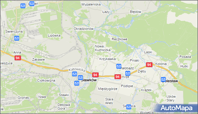 mapa Krzykawka, Krzykawka na mapie Targeo