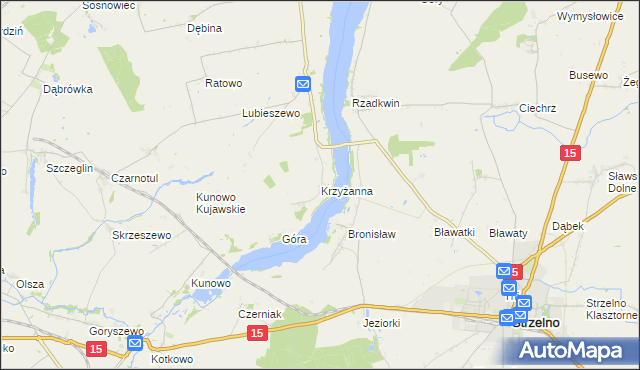 mapa Krzyżanna, Krzyżanna na mapie Targeo