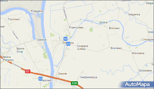 mapa Książęce Żuławy, Książęce Żuławy na mapie Targeo