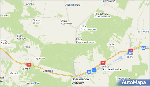 mapa Księżomierz Gościeradowska, Księżomierz Gościeradowska na mapie Targeo