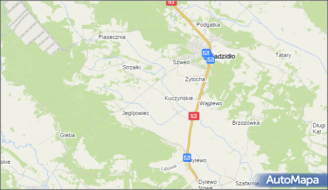 mapa Kuczyńskie, Kuczyńskie na mapie Targeo