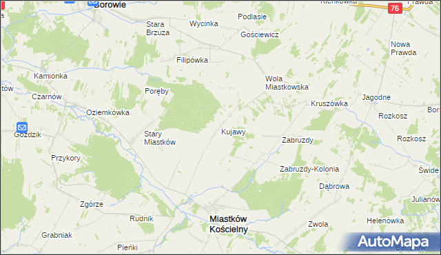 mapa Kujawy gmina Miastków Kościelny, Kujawy gmina Miastków Kościelny na mapie Targeo