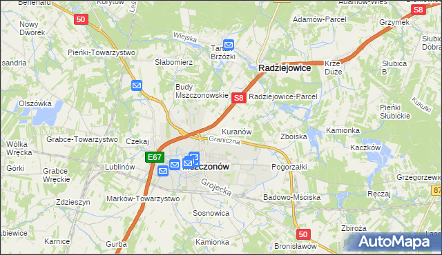 mapa Kuranów, Kuranów na mapie Targeo