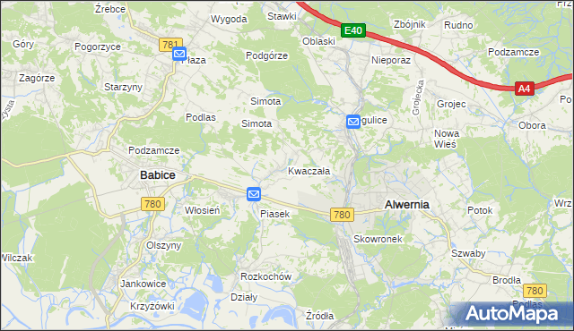 mapa Kwaczała, Kwaczała na mapie Targeo