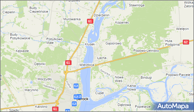 mapa Łacha gmina Serock, Łacha gmina Serock na mapie Targeo