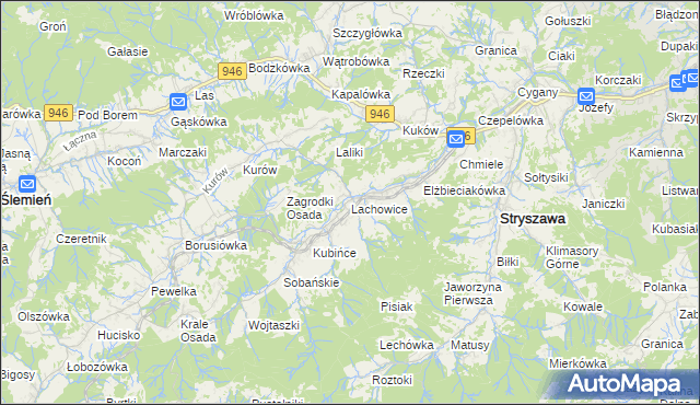 mapa Lachowice, Lachowice na mapie Targeo