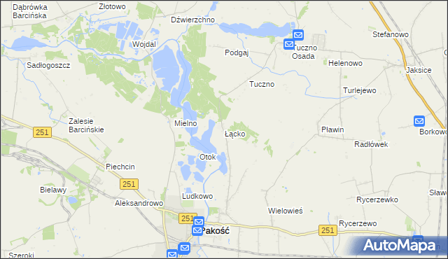 mapa Łącko gmina Pakość, Łącko gmina Pakość na mapie Targeo