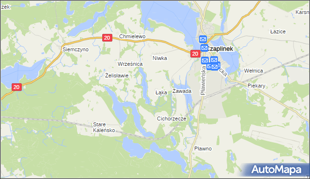 mapa Łąka gmina Czaplinek, Łąka gmina Czaplinek na mapie Targeo