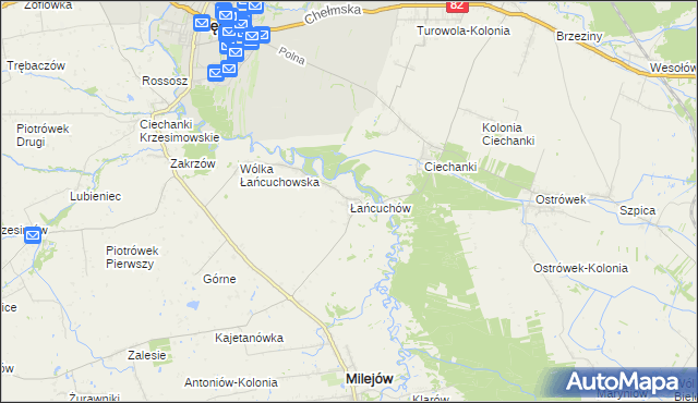 mapa Łańcuchów, Łańcuchów na mapie Targeo