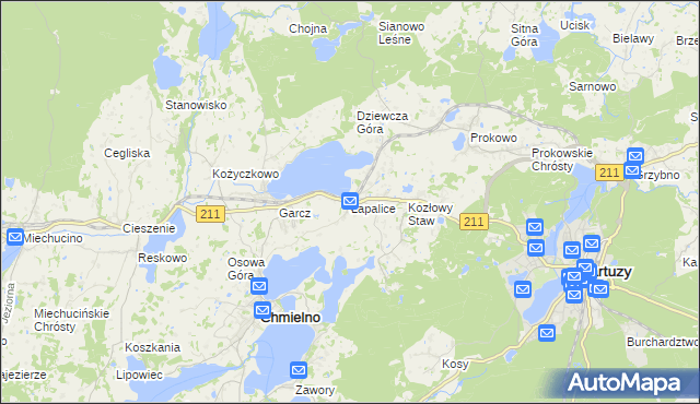 mapa Łapalice, Łapalice na mapie Targeo