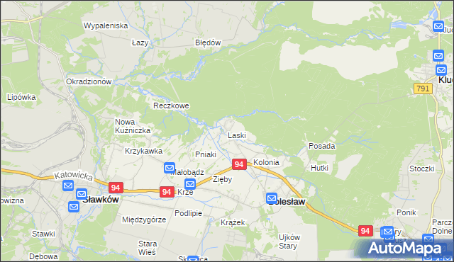 mapa Laski gmina Bolesław, Laski gmina Bolesław na mapie Targeo