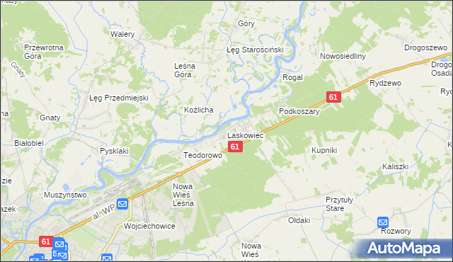 mapa Laskowiec gmina Rzekuń, Laskowiec gmina Rzekuń na mapie Targeo