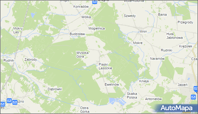 mapa Lasocin gmina Łopuszno, Lasocin gmina Łopuszno na mapie Targeo
