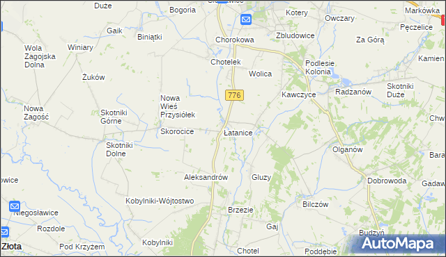 mapa Łatanice, Łatanice na mapie Targeo