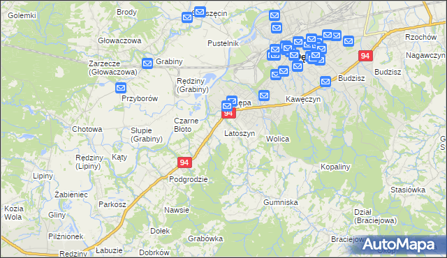 mapa Latoszyn, Latoszyn na mapie Targeo