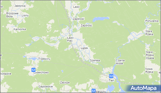 mapa Łążek gmina Osie, Łążek gmina Osie na mapie Targeo