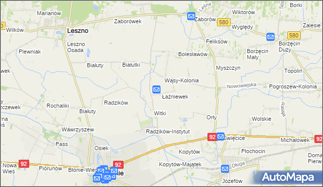 mapa Łaźniewek, Łaźniewek na mapie Targeo