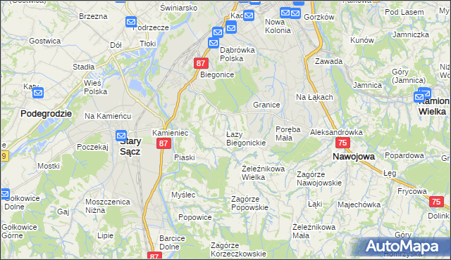 mapa Łazy Biegonickie, Łazy Biegonickie na mapie Targeo