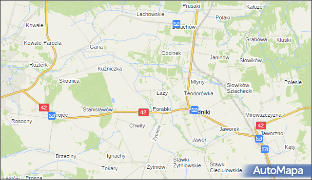 mapa Łazy gmina Rudniki, Łazy gmina Rudniki na mapie Targeo