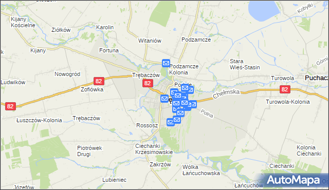 mapa Łęczna, Łęczna na mapie Targeo