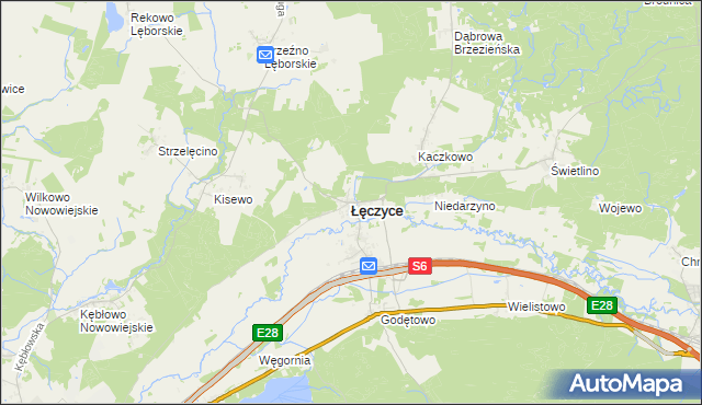 mapa Łęczyce powiat wejherowski, Łęczyce powiat wejherowski na mapie Targeo