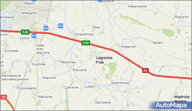 mapa Legnickie Pole, Legnickie Pole na mapie Targeo