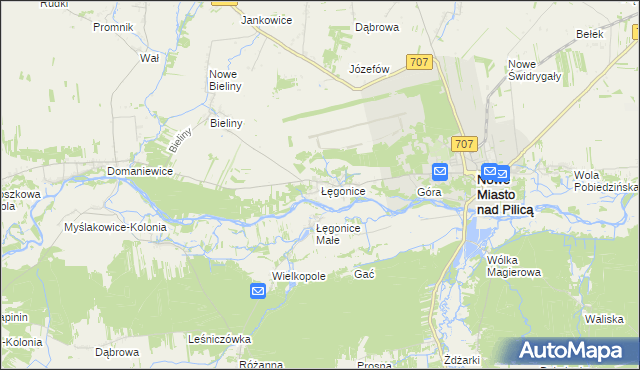 mapa Łęgonice, Łęgonice na mapie Targeo
