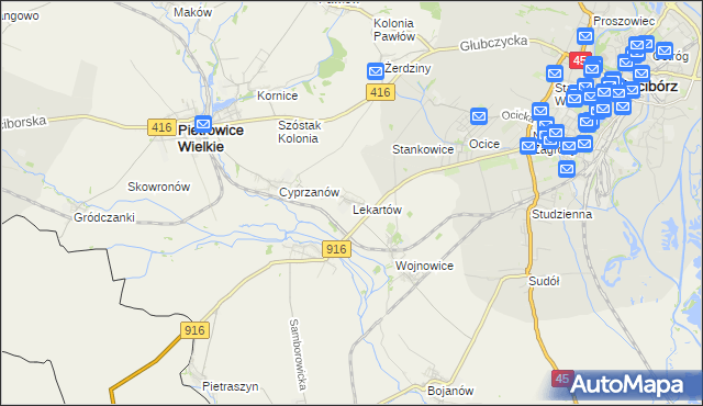 mapa Lekartów, Lekartów na mapie Targeo