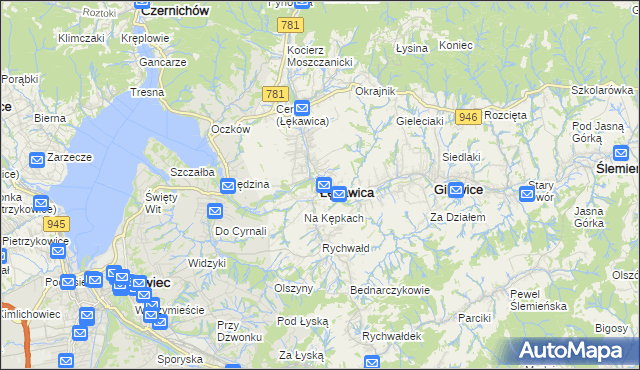 mapa Łękawica powiat żywiecki, Łękawica powiat żywiecki na mapie Targeo