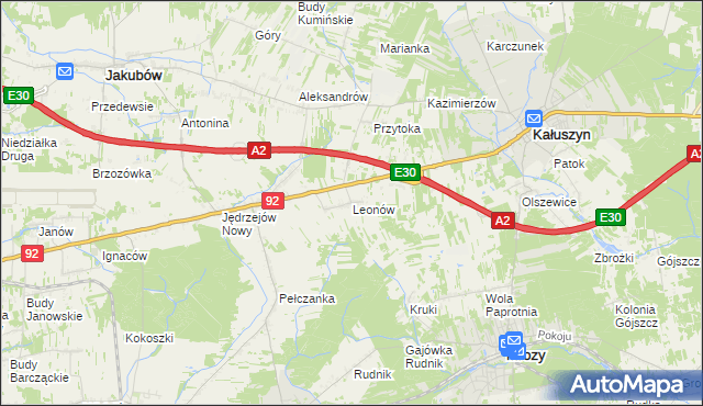mapa Leonów gmina Kałuszyn, Leonów gmina Kałuszyn na mapie Targeo