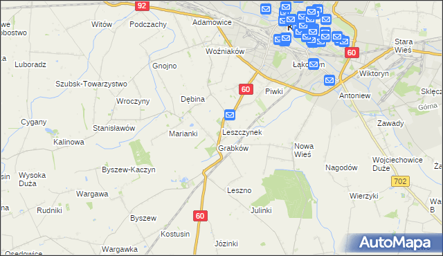 mapa Leszczynek, Leszczynek na mapie Targeo