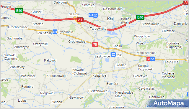 mapa Łężkowice, Łężkowice na mapie Targeo