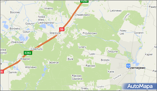 mapa Linery, Linery na mapie Targeo