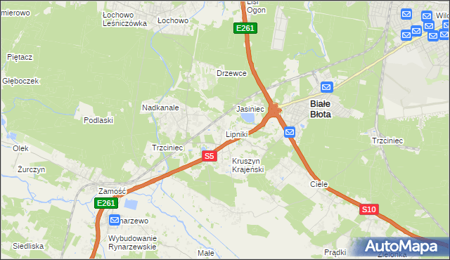 mapa Lipniki gmina Białe Błota, Lipniki gmina Białe Błota na mapie Targeo