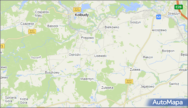 mapa Lisewiec, Lisewiec na mapie Targeo