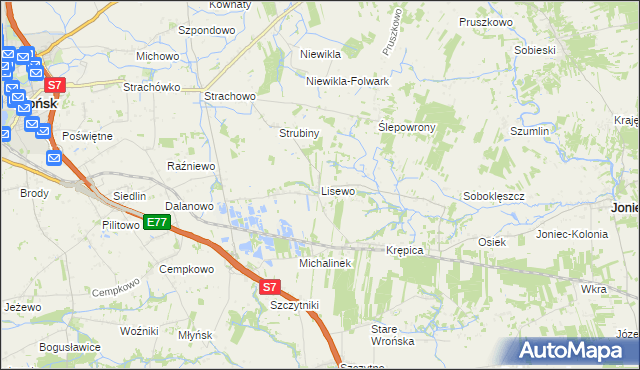 mapa Lisewo gmina Płońsk, Lisewo gmina Płońsk na mapie Targeo